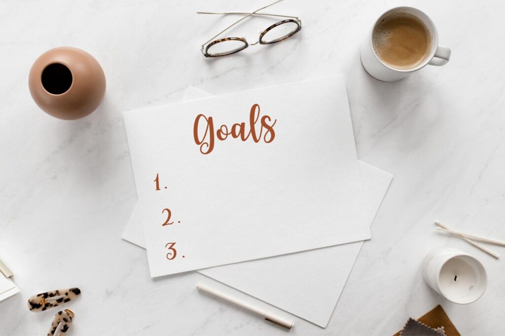A piece of paper with space to list 3 goals in order. This will help with questions to ask before starting a business.