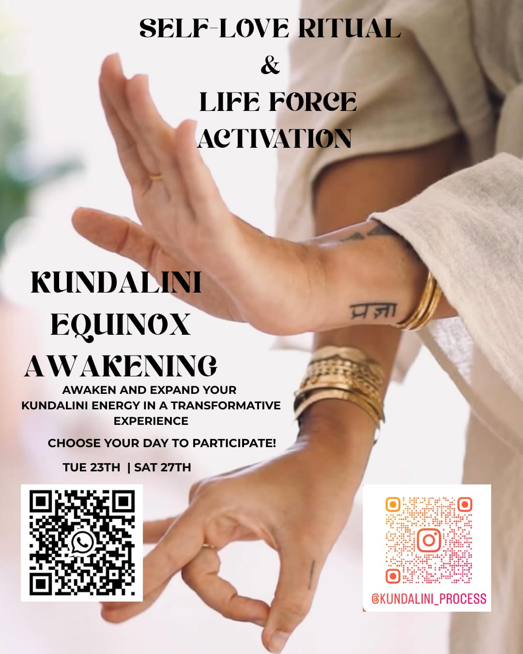 Two hands moving energy kundalini